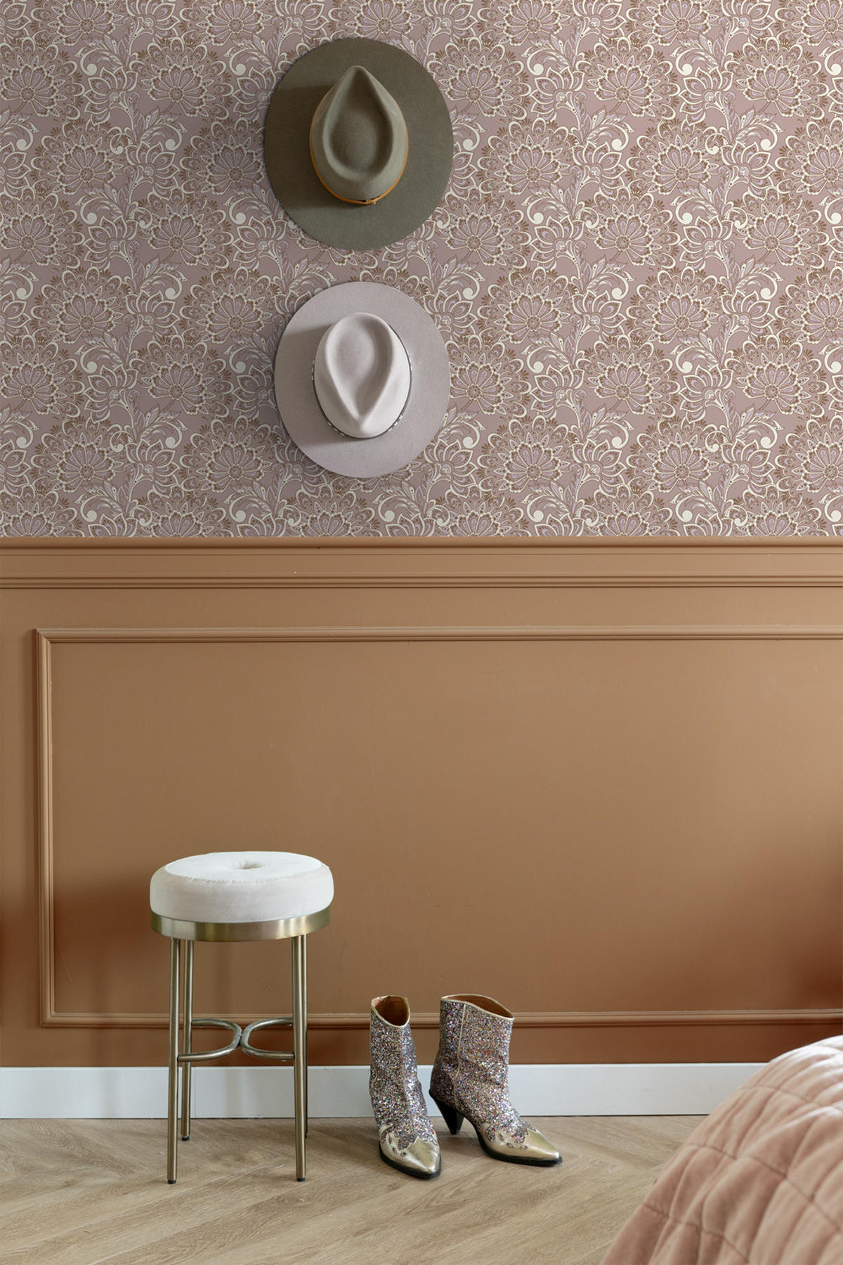 TAPETE Blumenmuster 50 x 900 cm - Braun, Papier (50/900cm) - ESTAhome