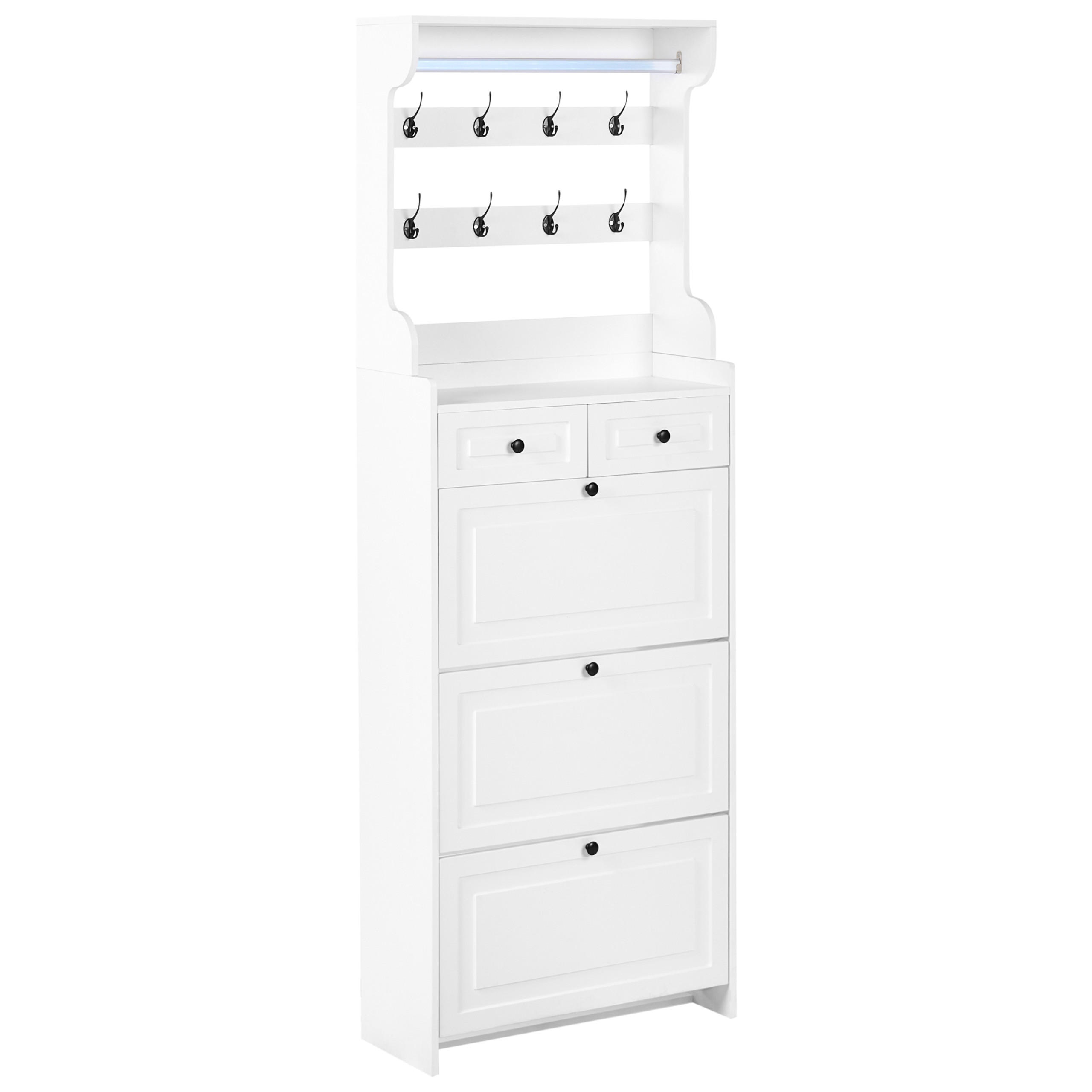 DULAP DE PANTOFI alb Dalhousie - alb, compozit lemnos (70/200/30cm) - Beliani