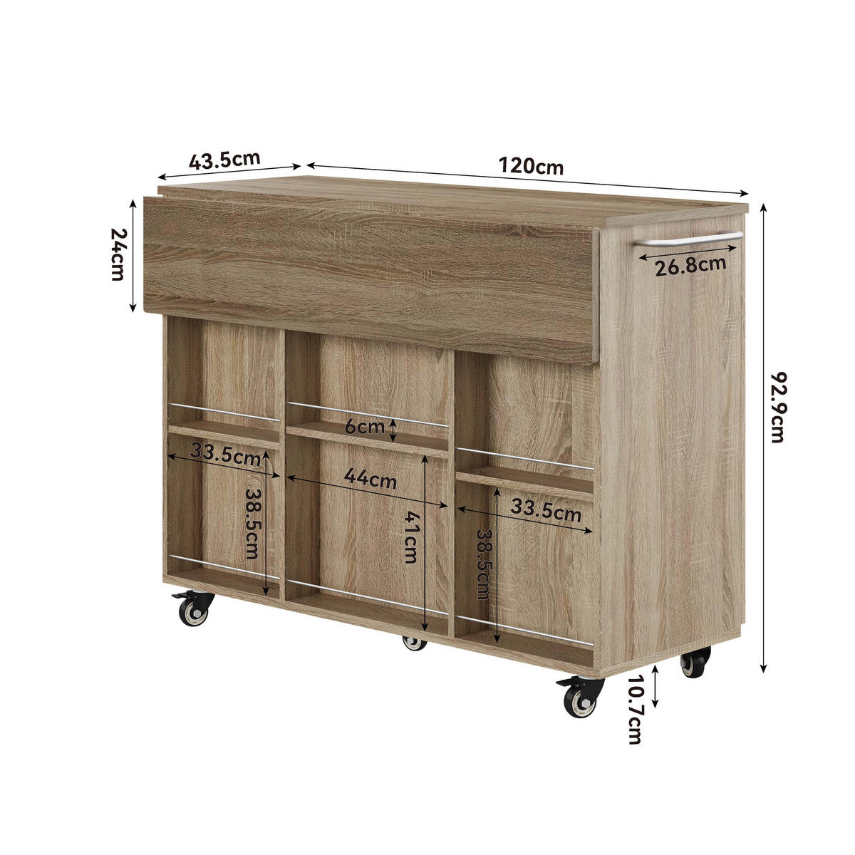 KÜCHENINSEL 136.5/67.5/92.8 cm Natur mit 1 Schubladen und Schrank - Naturfarben, Holz/Holzwerkstoff (136.5/92.8/67.5cm) - Oxeza