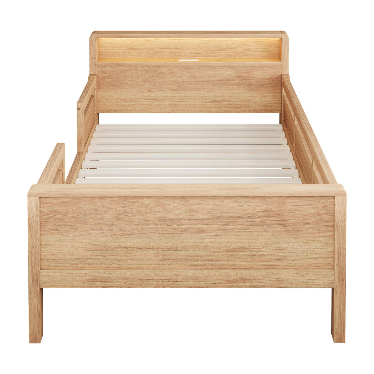 KINDERBETT 90/200 cm DE-01377, in Holzfarbe, mit LED - Naturfarben, Holz (90/200cm) - ComfortXL