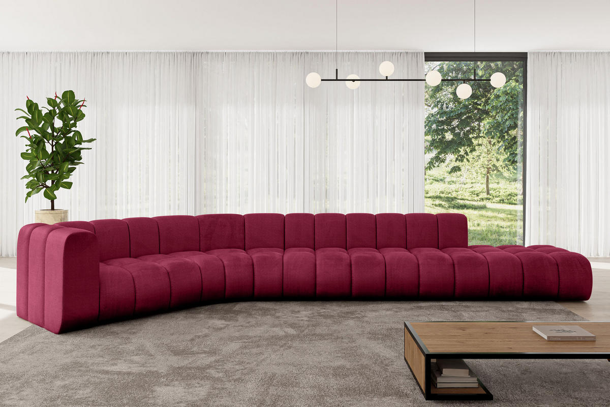 ECKSOFA modulares Sofa Tilmo-L2 - 490x194x70 cm Bordeauxrot - Bordeaux, Holzwerkstoff/Textil (490/194cm) - ALTDECOR