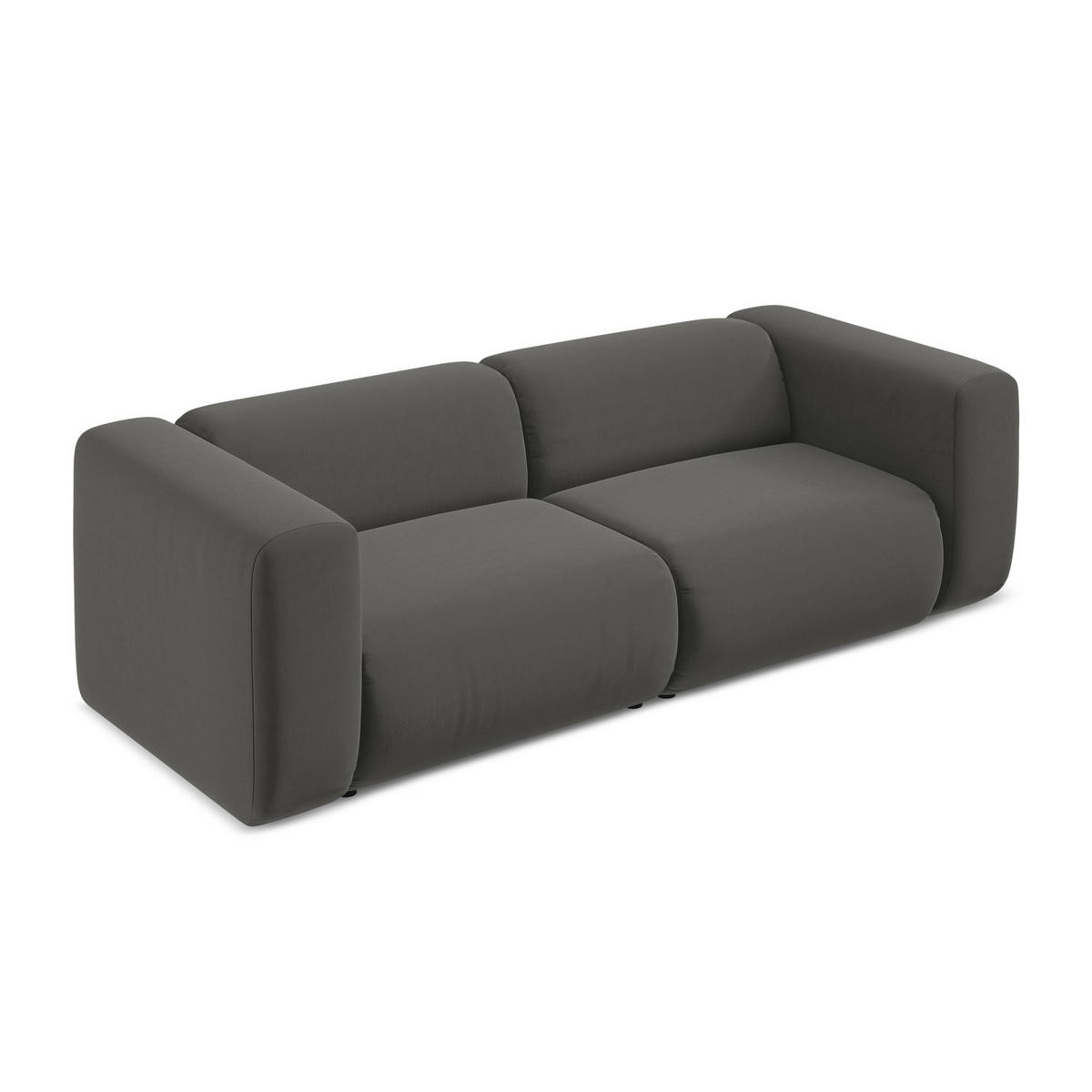 3-SITZER SOFA Samt Stoff Grau - Dunkelgrau/Schwarz, Kunststoff/Textil (228/70/89cm) - LaMiaSofa