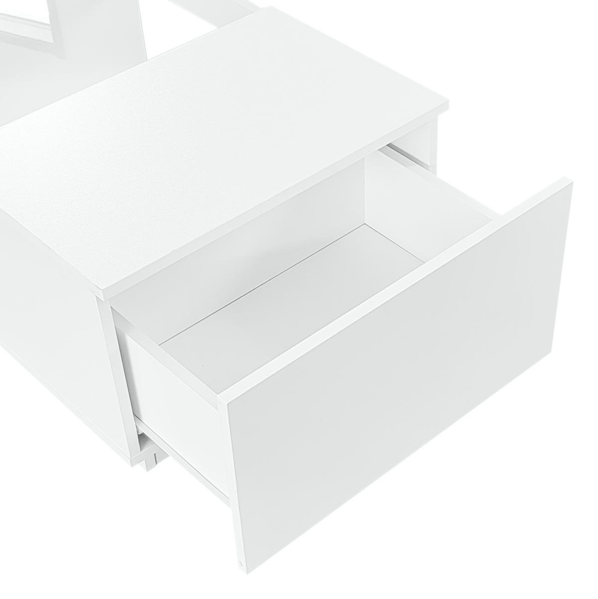 COUCHTISCH aus Spanplatte 100x50x35,5 cm in Weiß mit LED & App-Steuerung - Weiß, Holzwerkstoff (100/50/35.5cm) - Modfu
