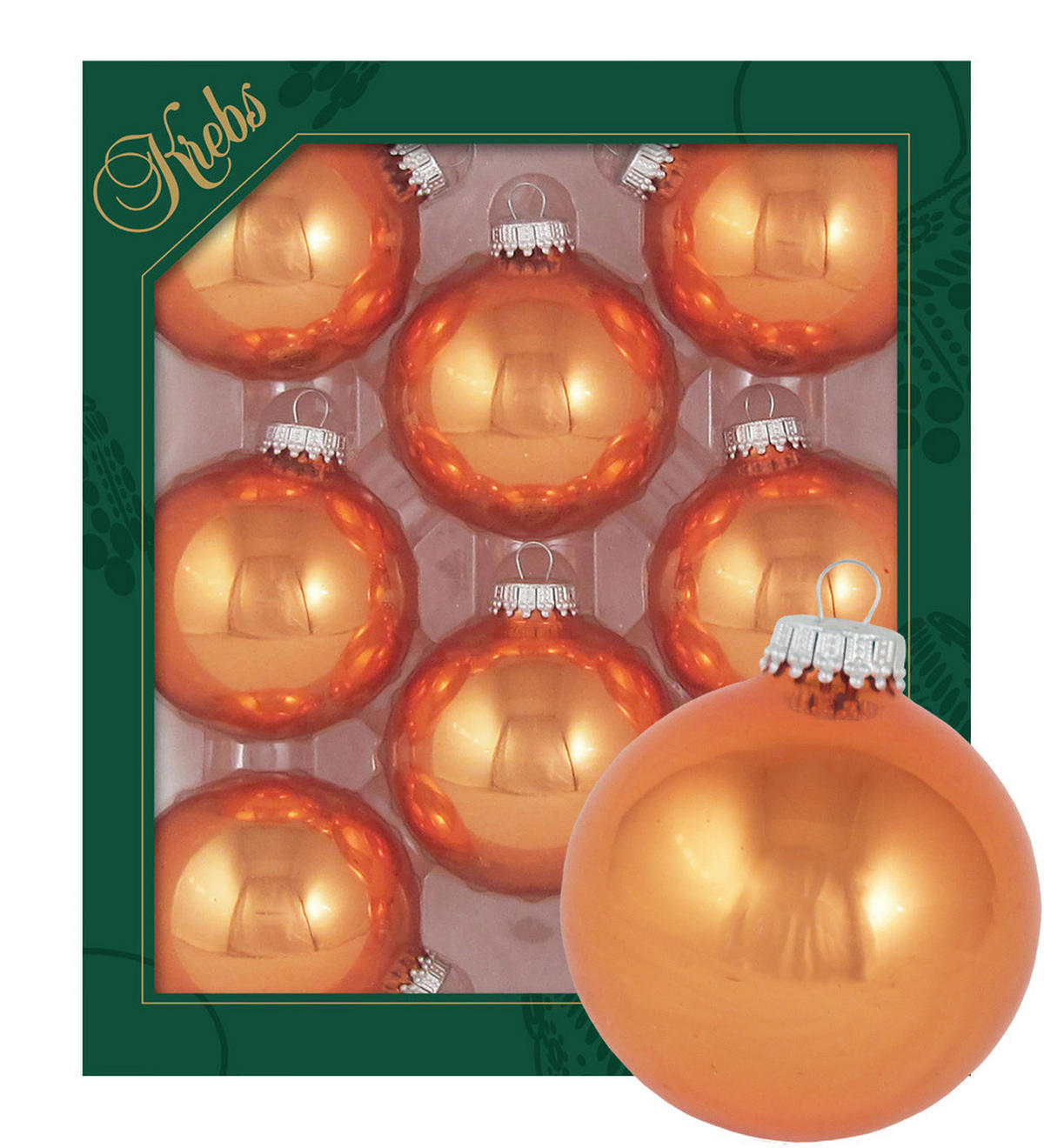 CHRISTBAUMKUGELN Uni-Design Isabella Orange 7cm (Glas / 8 Stk.) - Orange, Glas (7/7/7cm) - Krebs Glas Lauscha