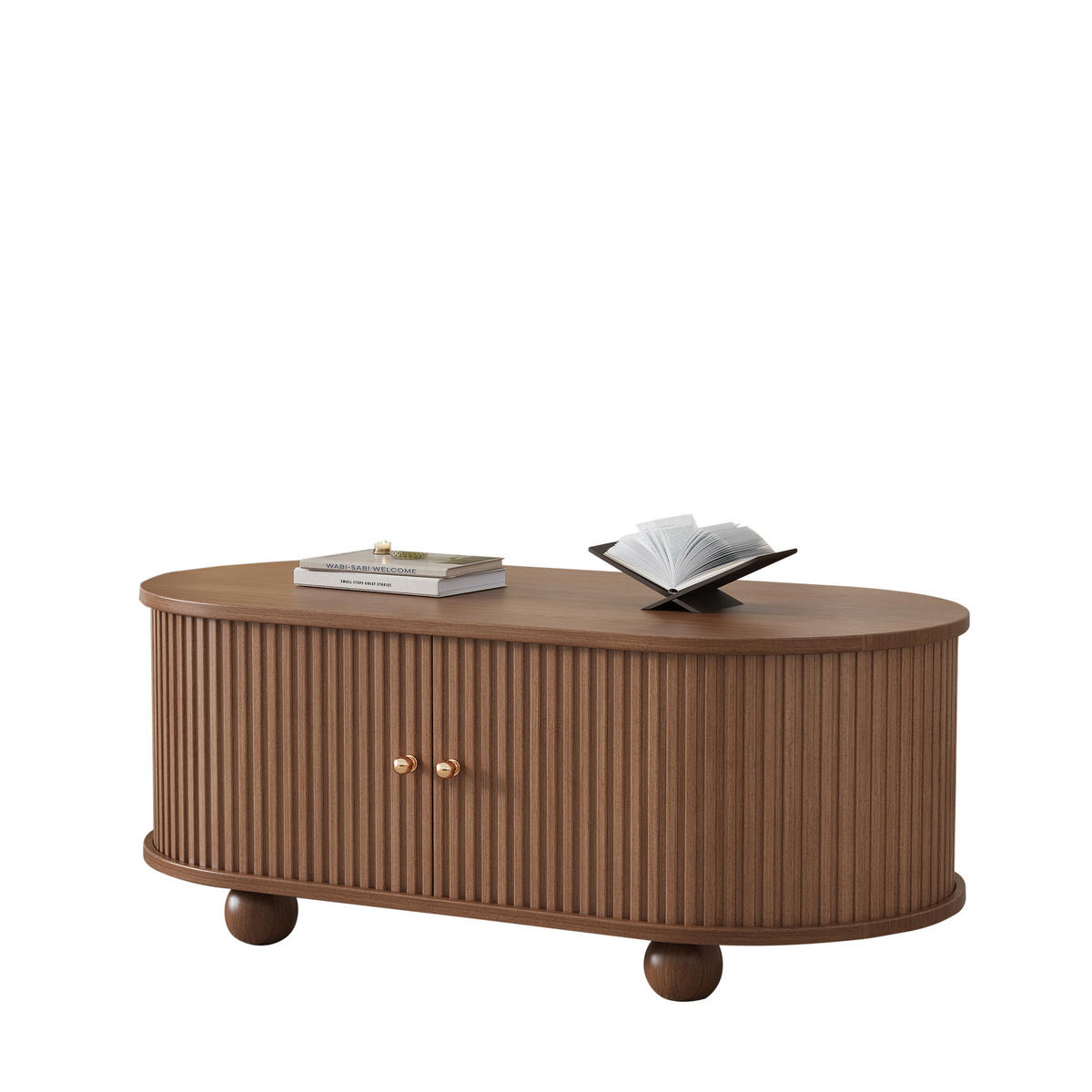 COUCHTISCH DE-172 Nussbaum mit Schiebetür Walnut-coloured - Walnussfarben, Holzwerkstoff (50/100/40cm) - ComfortXL
