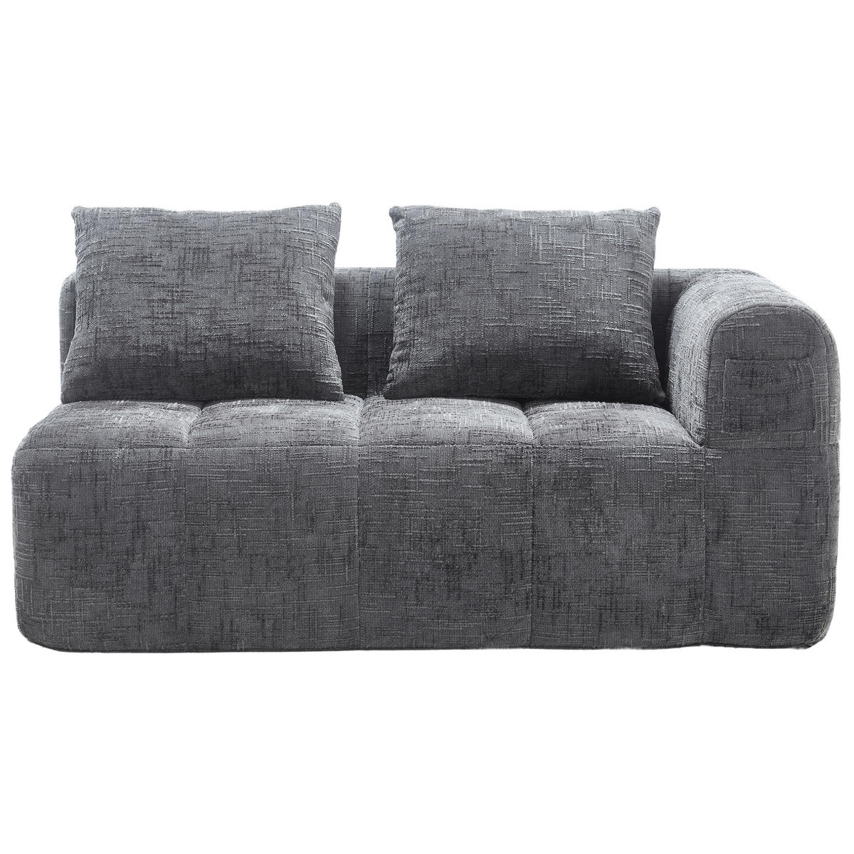 SOFA mit Seitentaschen 158x90x60 cm Chenille Gray - Grau, Kunststoff (158/60/90cm) - Meubliv