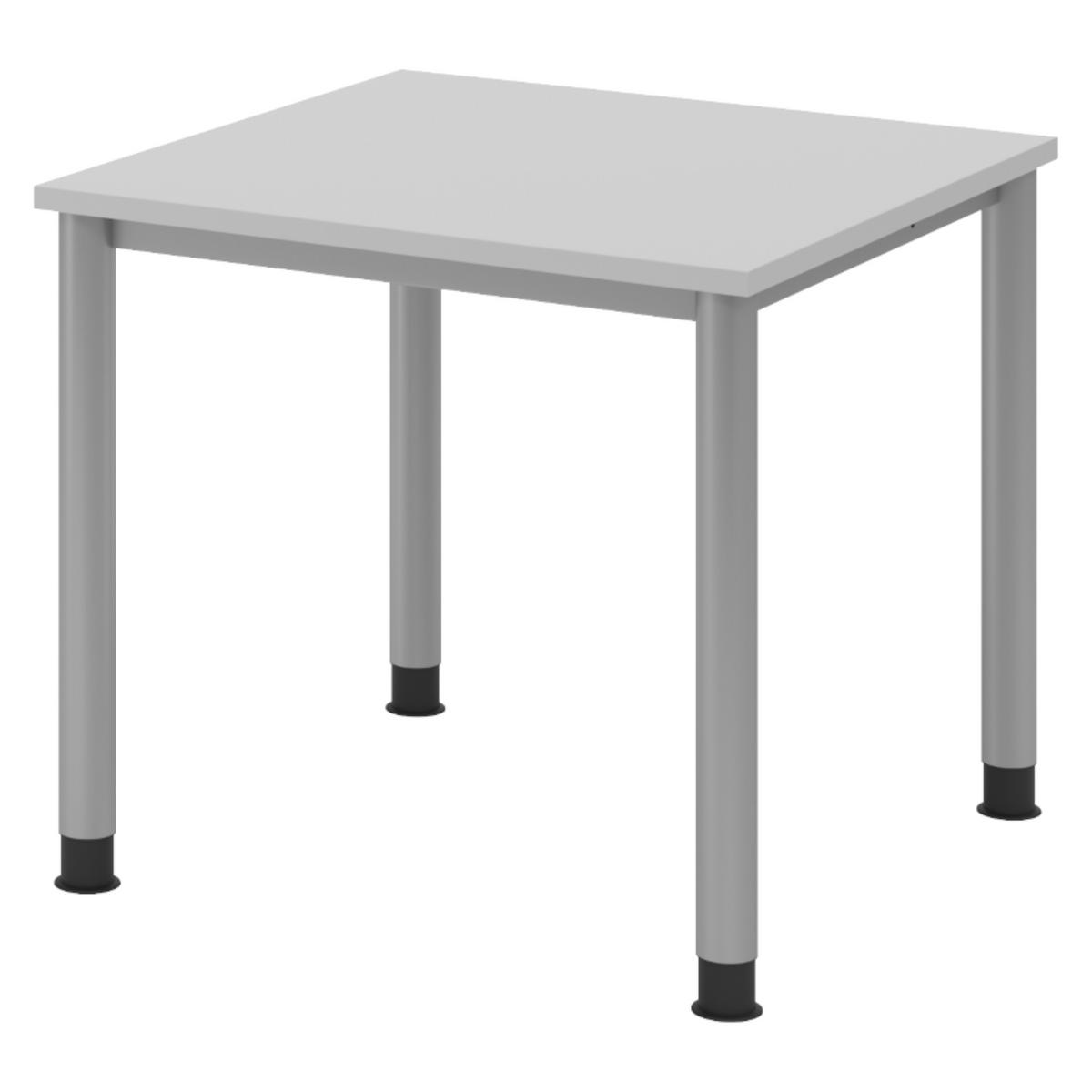 SCHREIBTISCH Serie-H Gestell: Silber 80/80/74 cm in Grau - Grau, Holzwerkstoff (80/80/74cm) - bümö