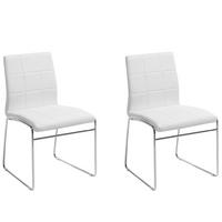ESSZIMMERSTUHL 2er-Set Kunstleder Weiß Kiron - Weiß, Textil/Metall (50/84/54cm) - Beliani