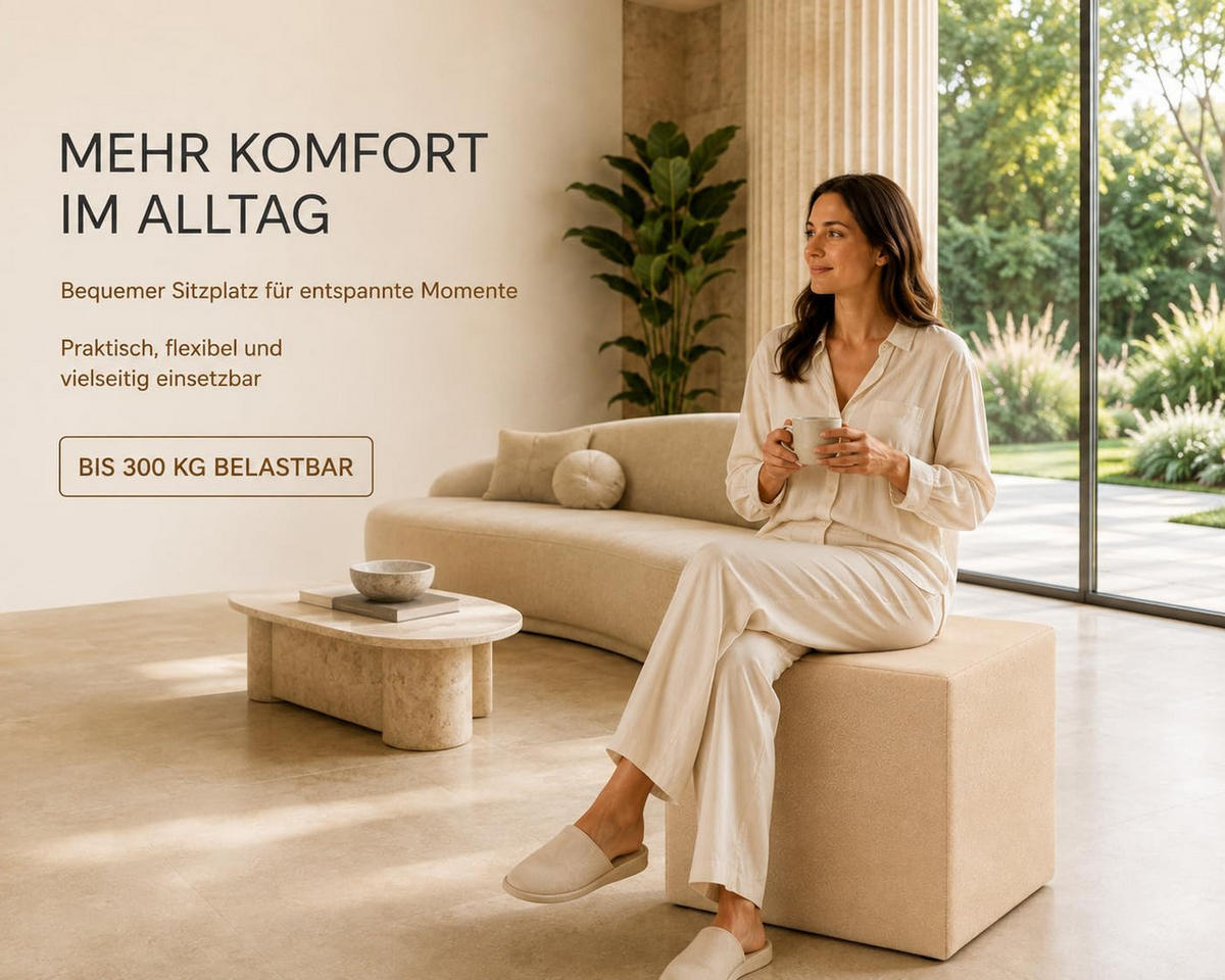 SITZWÜRFEL / Siège Pouf - Beige, 40X40X40 Cm, Assise Rembourrée, Confortable Pour Salon, Chambre Ou Bureau - Beige, Textil (41/41/40cm) - Best For Home