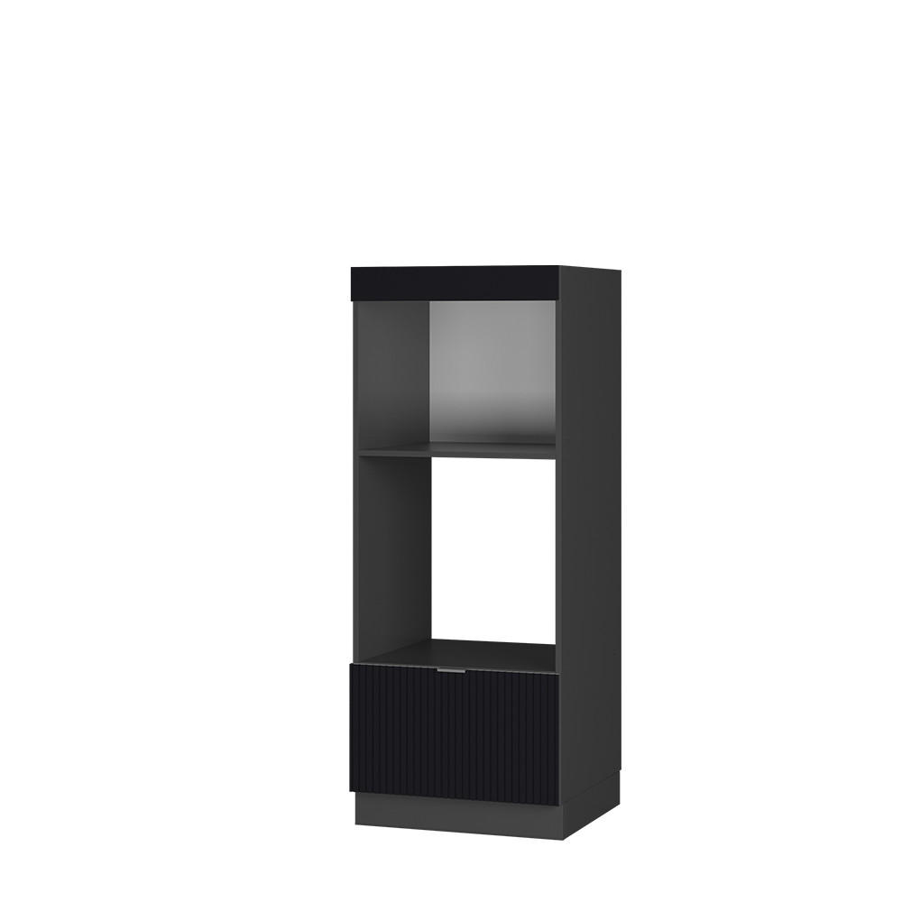 MIKROVÅGSSKÅP Fame-Line Svart randig 60 cm öppna Svart, Antracit 153.6/60/58.1 cm