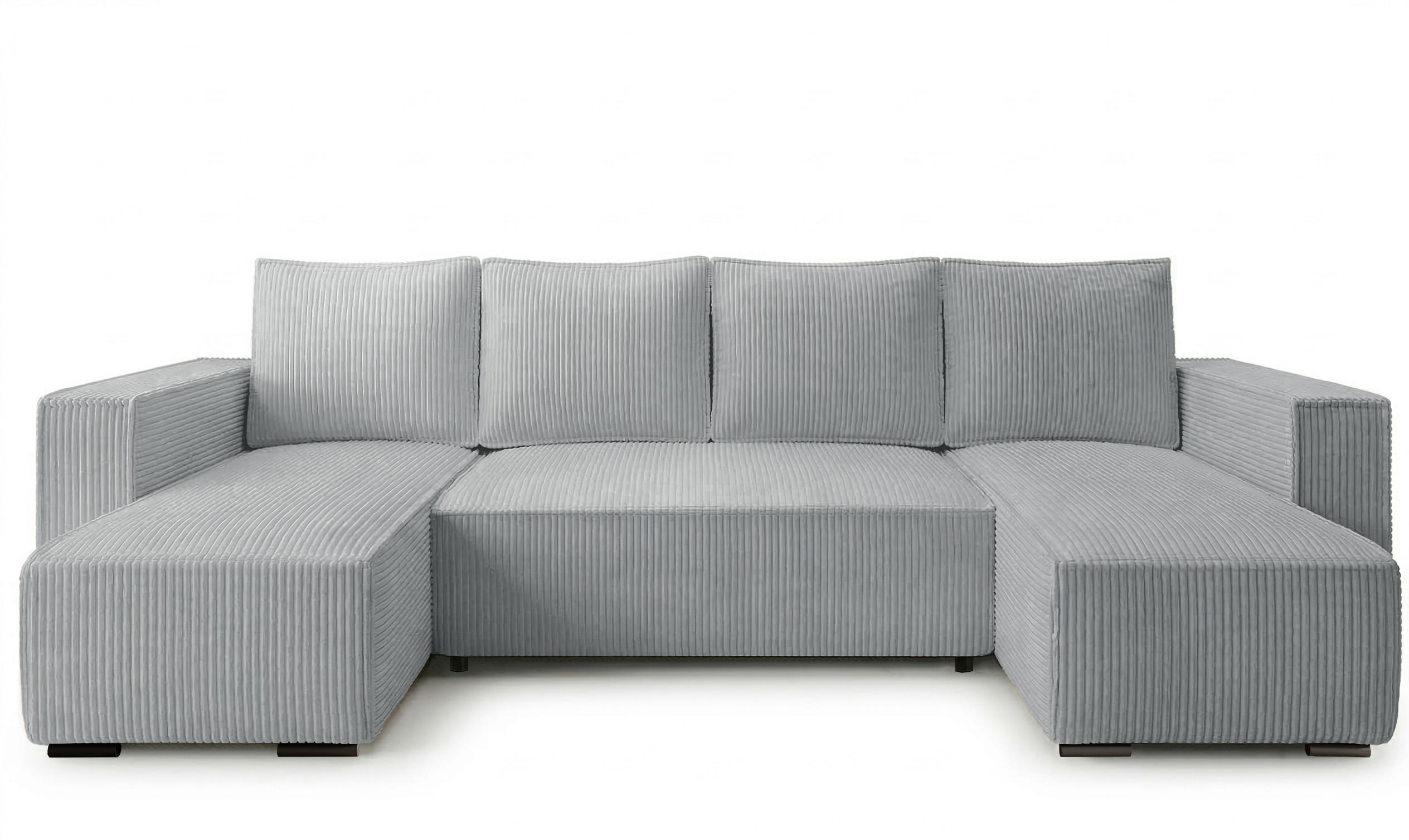 WOHNLANDSCHAFT CUDDY Umit Schlaffunktion und Bettkasten, Farbe: Grau, Cordstoff - Grau, Textil (305/85/140cm) - Storez24