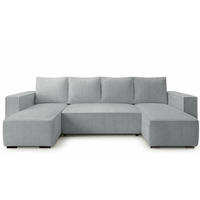 WOHNLANDSCHAFT CUDDY Umit Schlaffunktion und Bettkasten, Farbe: Grau, Cordstoff - Grau, Textil (305/85/140cm) - Storez24