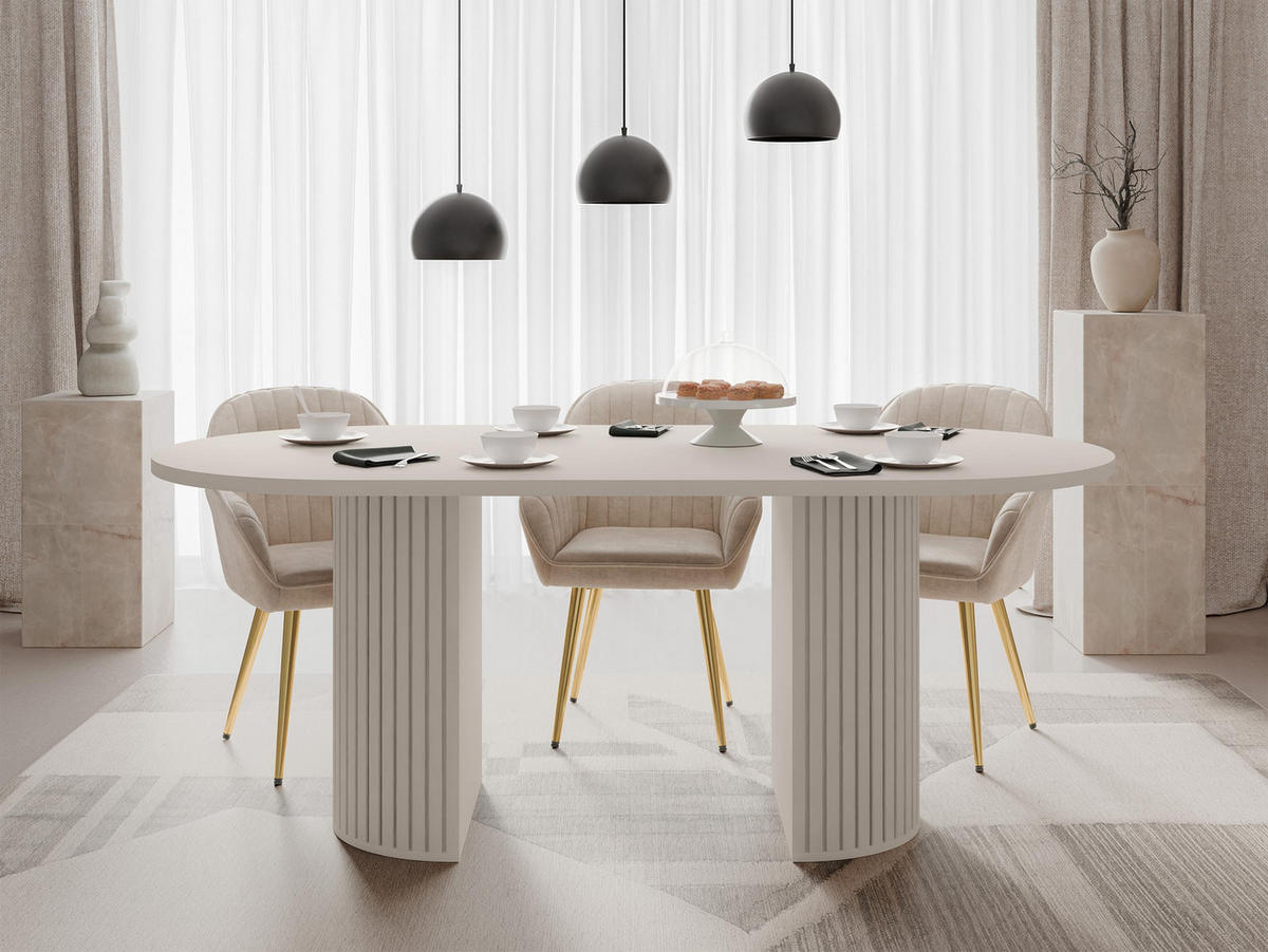 ESSTISCH Wotkon - Sandfarben, Holzwerkstoff (90/185/75cm) - MIRJAN24