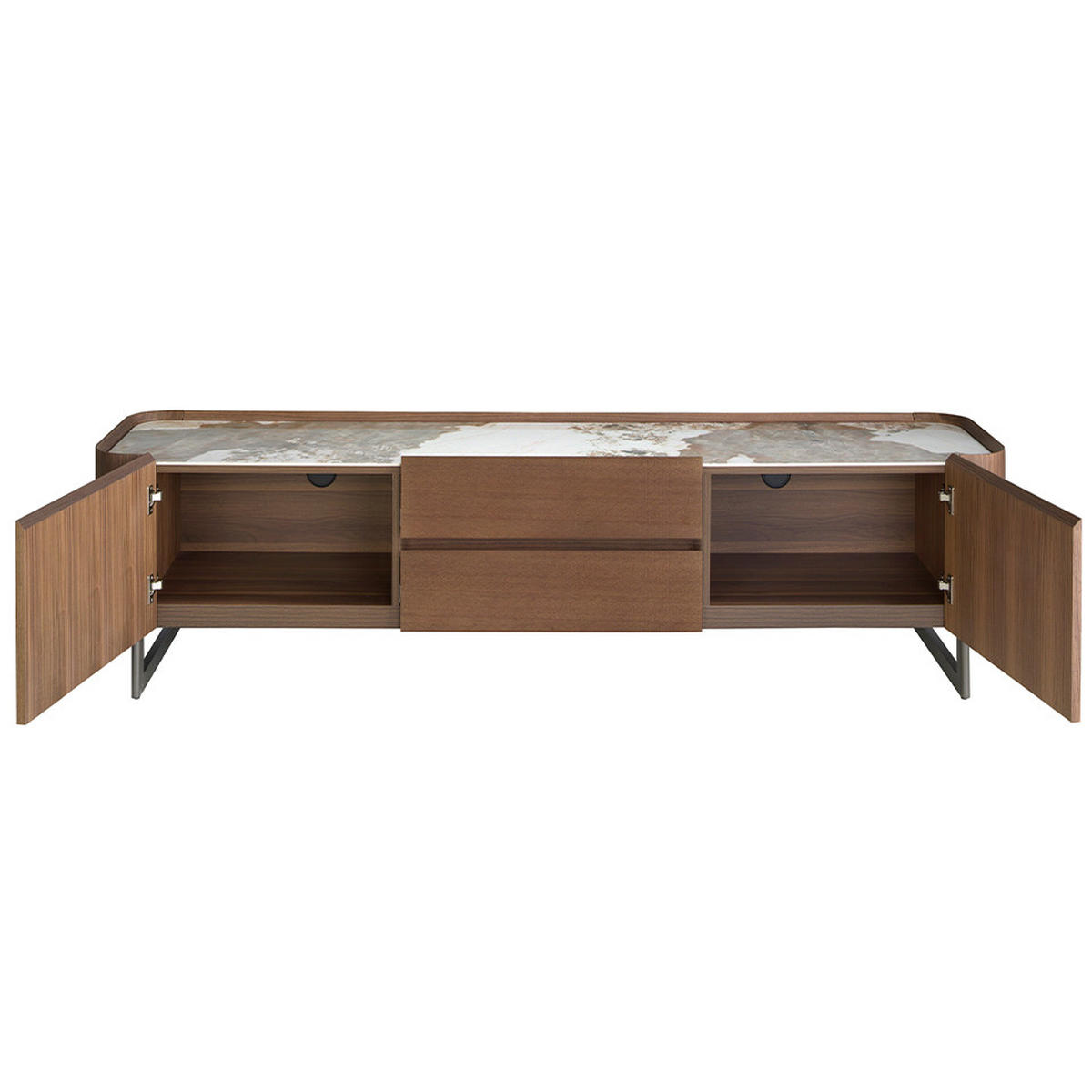 TV-ELEMENT Weiß Dunkler Stahl Walnuss 200/45/52 cm - Walnussfarben/Weiß, Holz (200/52/45cm) - ANGEL CERDA
