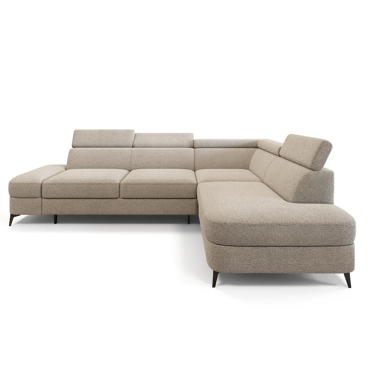 ECKSOFA AVISE Q R-S Beige Boucle-Stoff mit Schlaffunktion - Beige, Holzwerkstoff/Textil (268/195cm) - MASSENO