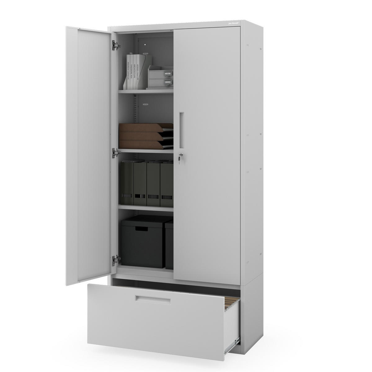 METALLSCHRANK Megan - Grau, Metall (90/195/40cm)