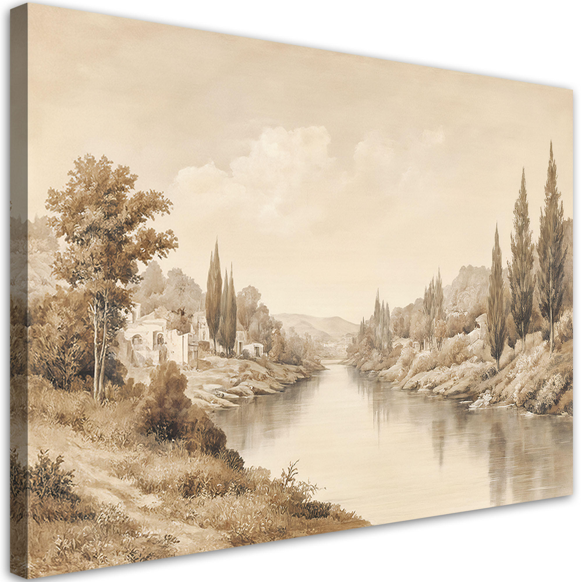 WANDBILD sepia landschaft natur - Beige, Textil (60/40cm) - Feeby