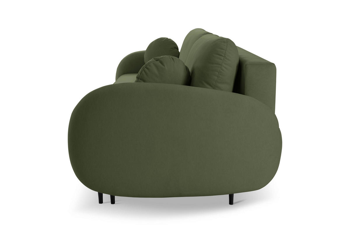 BETTSOFA AGIO Grün Plüsch-Stoff mit Schlaffunktion - Grün, Holz (232/95/109cm) - MASSENO