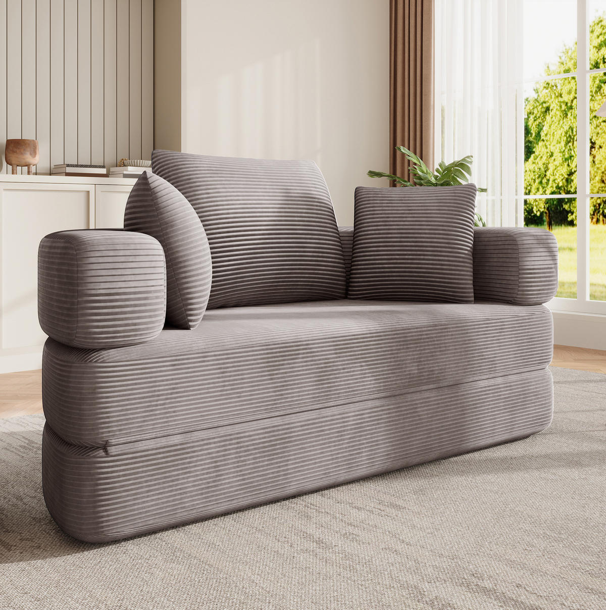 SCHLAFSOFA 173/176/40 cm aus Schaumstoff mit 2-in-1-Funktion Braungrau - Graubraun, Kunststoff (176/40/173cm) - Modenvie