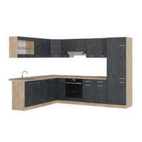 ECKKÜCHE R-Line, Schwarz Beton/Goldkraft Eiche, 287 x 227 cm ohne Arbeitsplatte - Honigeiche/Schwarz, Holzwerkstoff (287/206.8/46cm) - Vicco