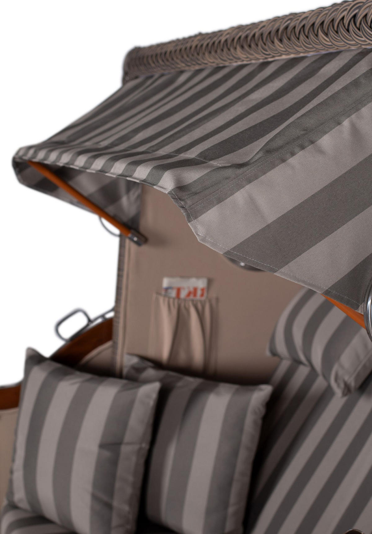 STRANDKORB Komplettset: Ammersee Mahagoni Bullauge - PE grau - Modell 537 - Grau, Holz/Kunststoff (125/165/80cm) - bene living