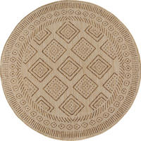 TEPPICH Flachgewebe, Outdoor, Fußbodenheizung-geeignet, mit Rautenmuster, VIGOLENO in Beige-Braun, Ø 200 cm - Beige, Textil (200/200cm) - KADIMA DESIGN