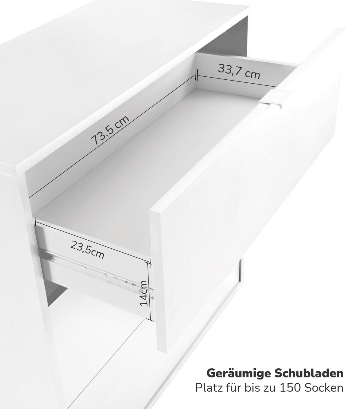 KOMMODE Die Stilvolle - Weiß, Holzwerkstoff (80/73/40cm) - Mokebo