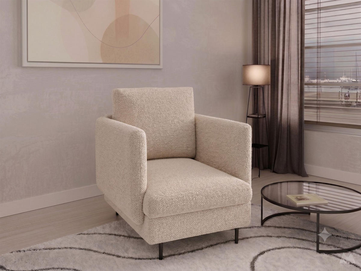 SOFASET Helmer 3-2-1 In Stoff Baloo - Beige, Holzwerkstoff/Textil (226/95/95cm) - Fun Möbel