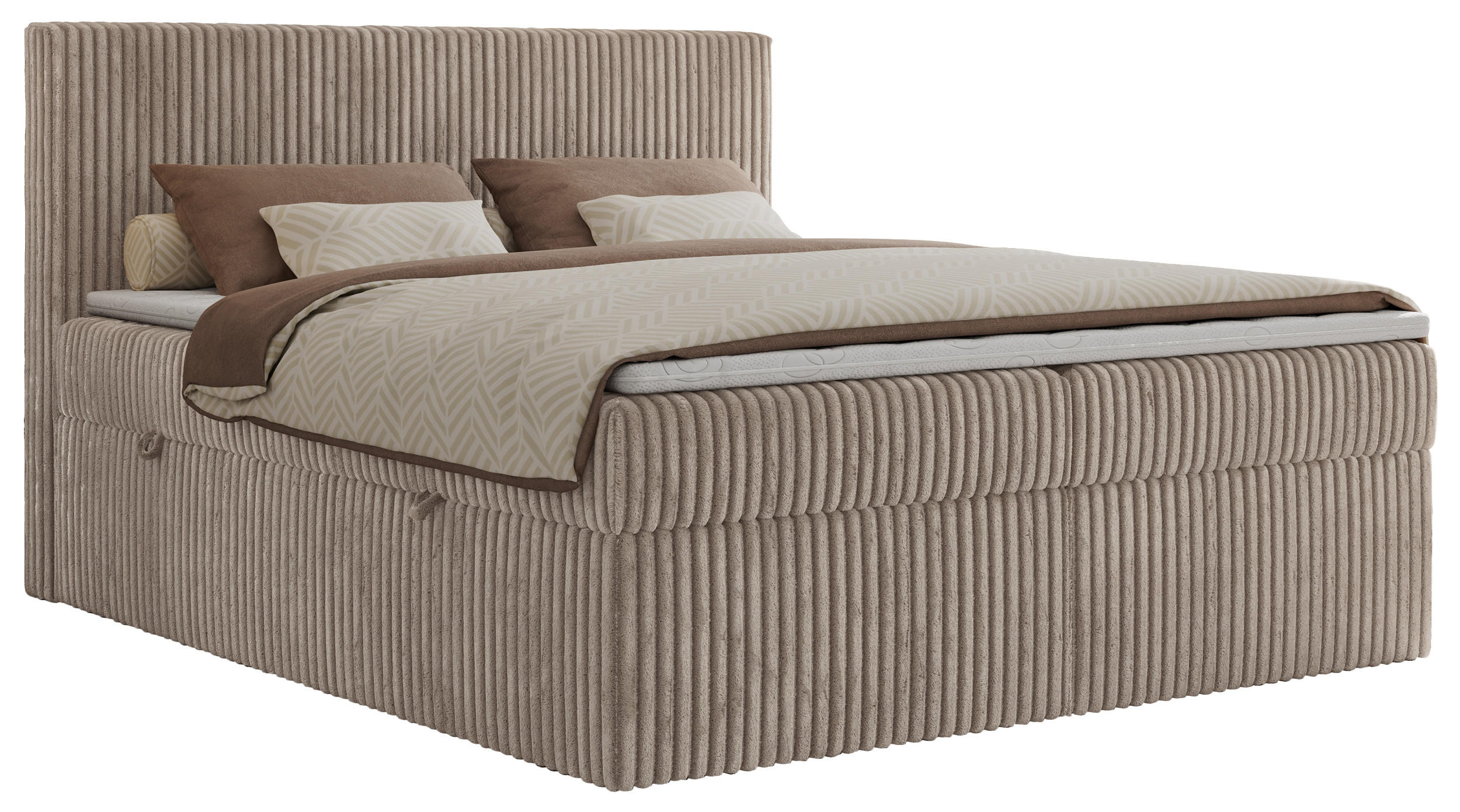BOXBETT TILIANO 200/200 - Hellbraun Cord - H3 - Hellbraun, Textil (200/200cm) - MKS
