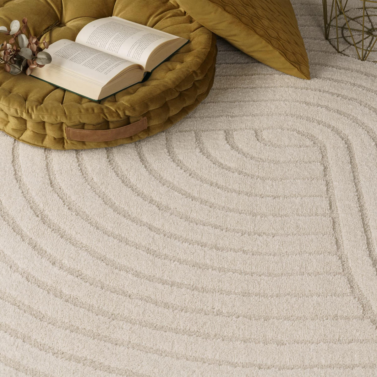 TEPPICH Kurzflor Unifarben Wohnzimmer schmutzabweisend Creme Rechteckig 200x280 - Beige, Textil (280/200cm) - KADIMA DESIGN