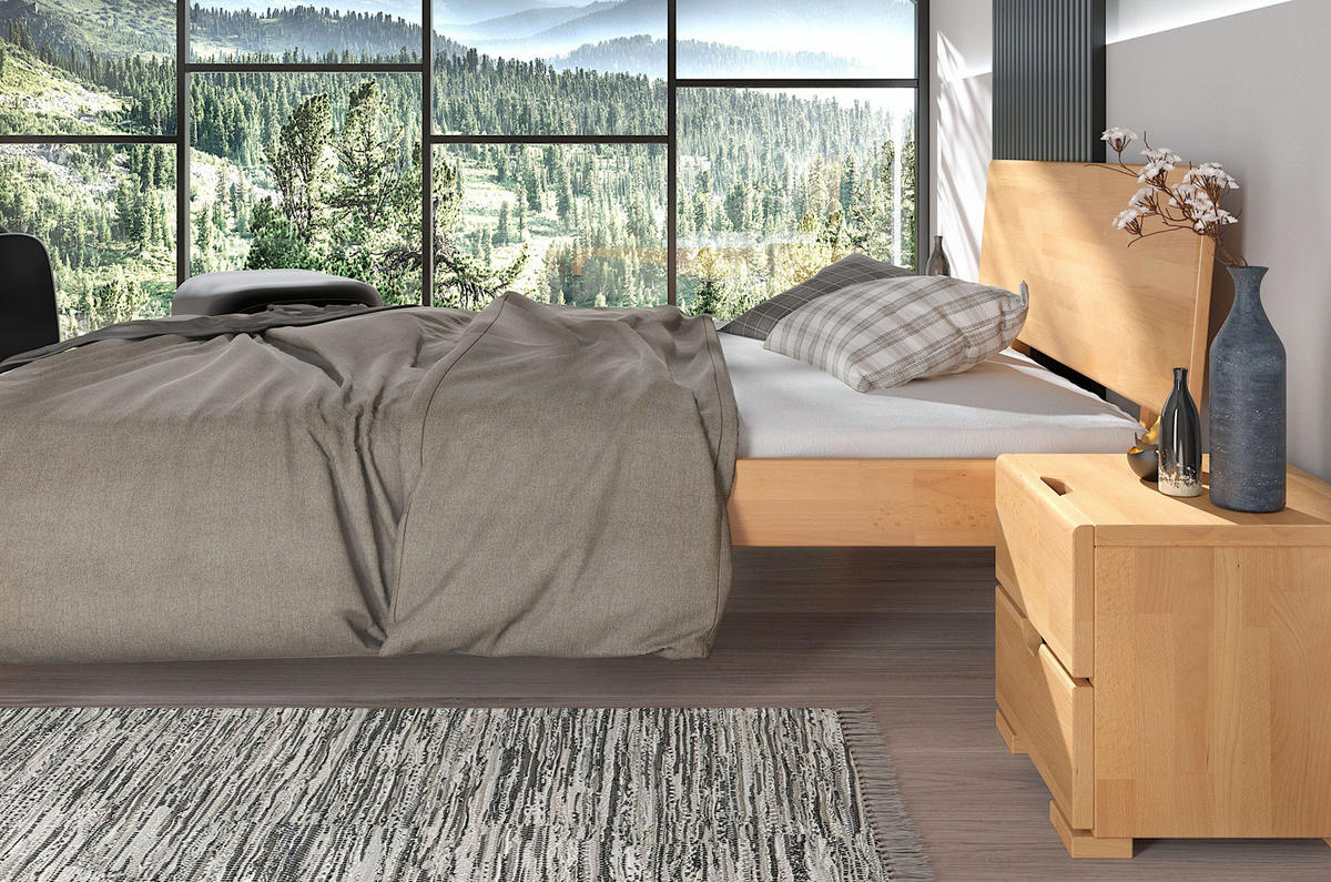 MASSIVHOLZBETT Ammer, in Naturfarben, 140x200 - Buchefarben, Holz/Buchenholz (140/200cm) - Visby