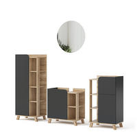 BADMÖBEL-SET Karen Anthrazit 4 Teile - Anthrazit, Holzwerkstoff (60/65/35cm) - Vicco