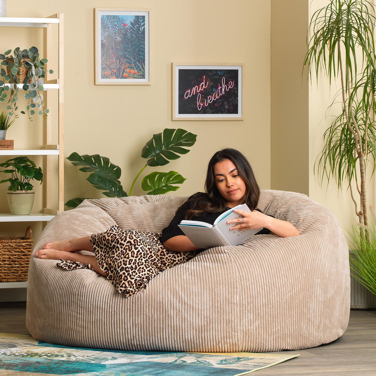 RIESENSITZSACK Flauschig Soul - Beige, Kunststoff (130/57/116cm) - icon