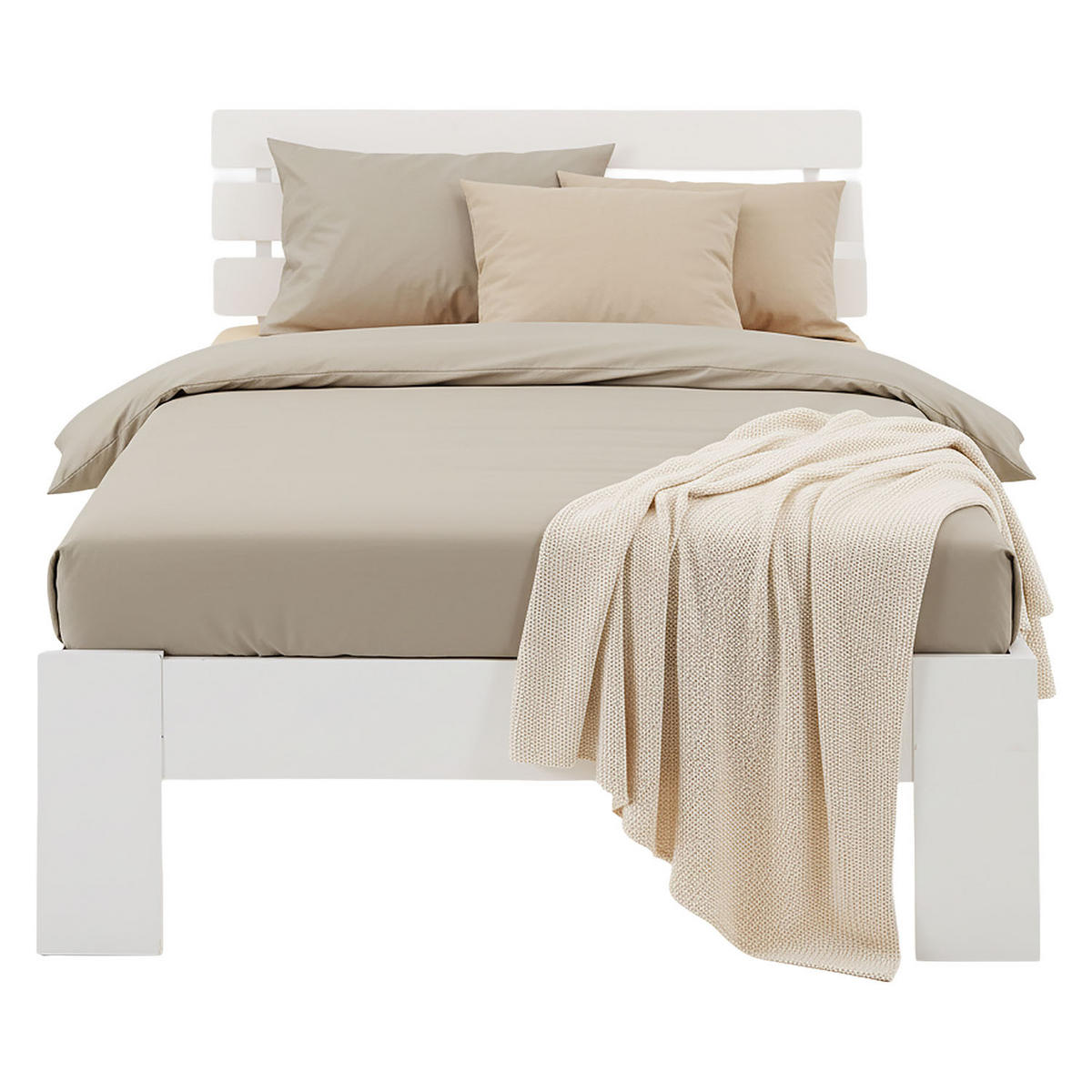 HOLZBETT Weiß 90/200 cm Jugendbett mit Federkernmatratze - Weiß, Holz (90/200cm) - Homestyle4u