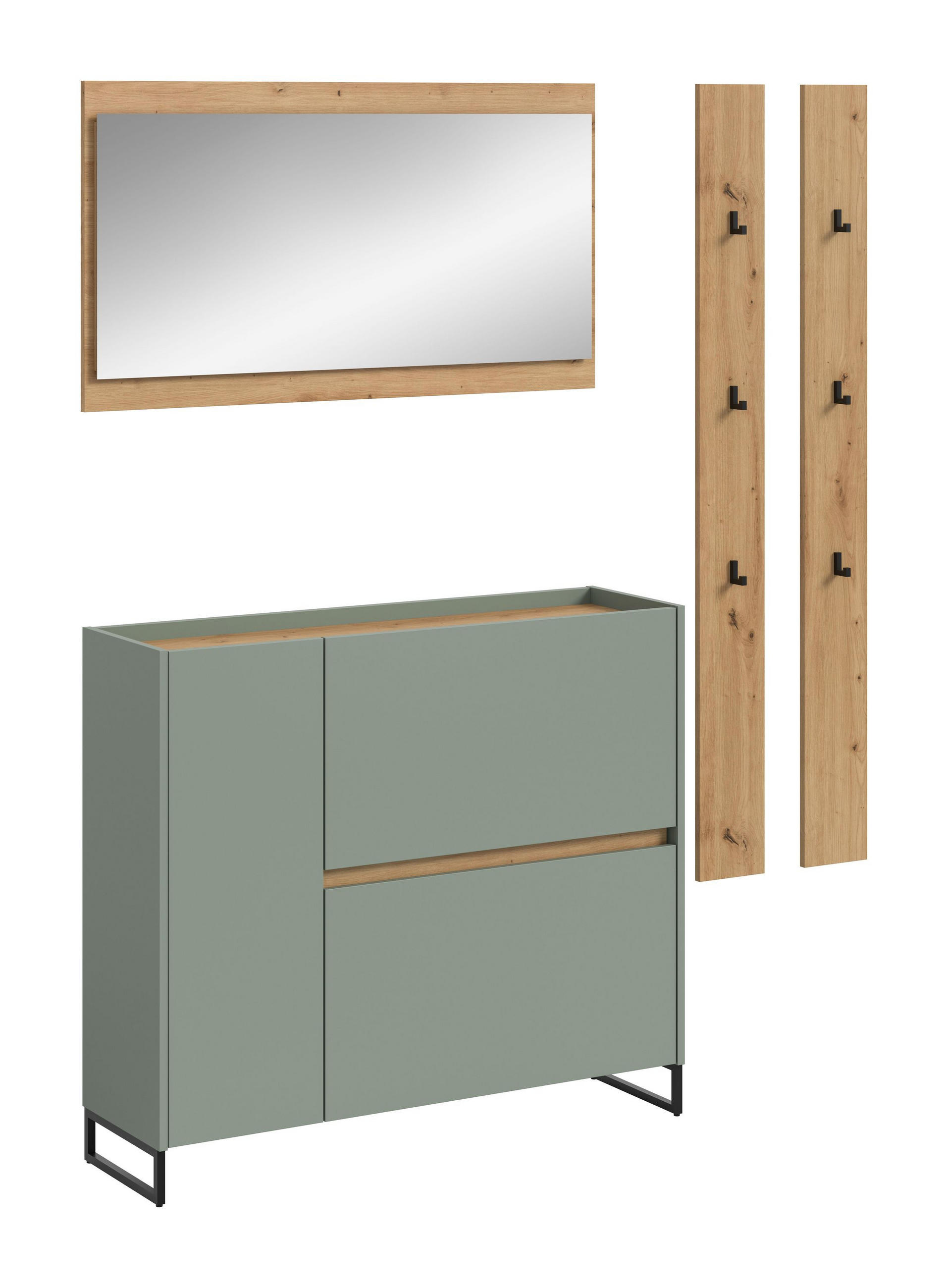 GARDEROBEN-SET DRIVE 4-tlg. (B/H/T: ca. 172/192/32 cm) in Salbei/Salbei - Salbeigrün, Holzwerkstoff (172/192/32cm)
