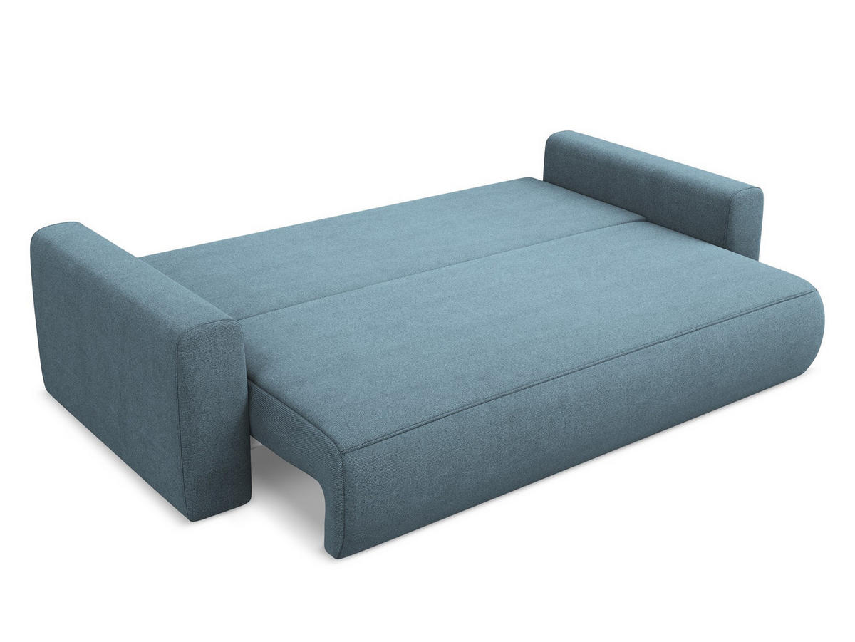3-SITZER SOFA mit Schlaffunktion Strukturstoff Stoff Blau - Blau/Schwarz, Kunststoff/Textil (238/82/105cm) - Makamii