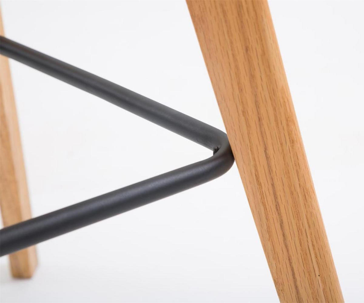 BARHOCKER 2er Set Kunststoff schwarz - Eukalyptusholzfarben/Schwarz, Holz/Kunststoff (48/112/56cm) - CLP