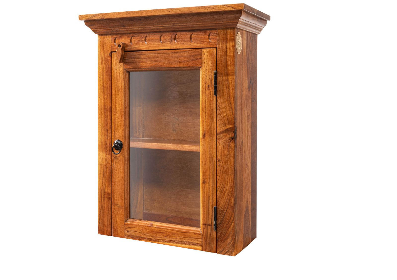 HÄNGEVITRINE Akazie 52x24x69 honig lackiert OXFORD #01002 - Braun, Holz (52/69/24cm) - Massivmoebel24