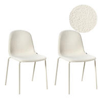 KONFERENZSTUHL 2er-Set Bouclé Cremeweiß Loma - Weiß, Textil (50/85/55cm) - Beliani