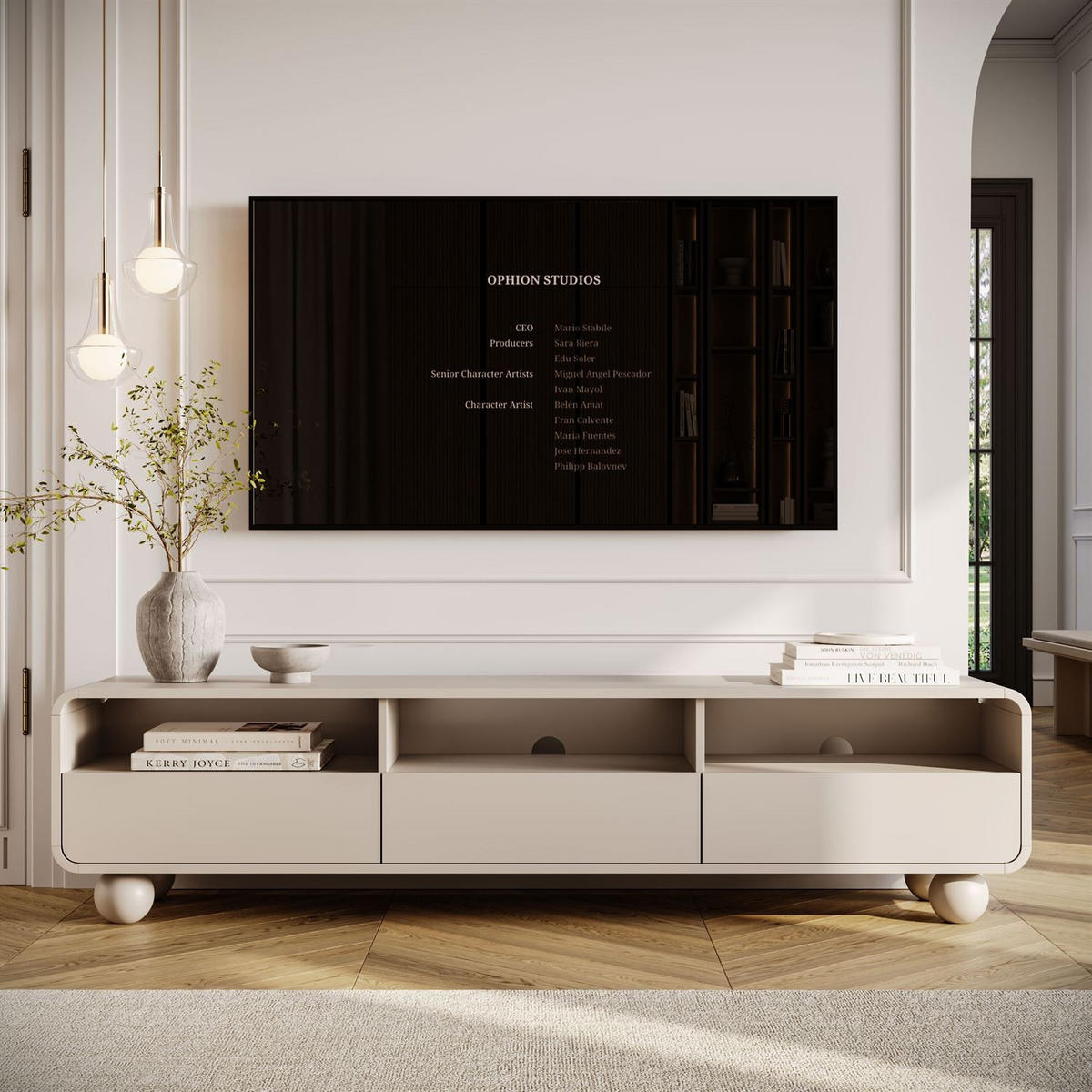 TV-SCHRANK OLIVIO 180 cm mit Schubladen - Kaschmir, Holzwerkstoff (180/44/39cm) - Lookway