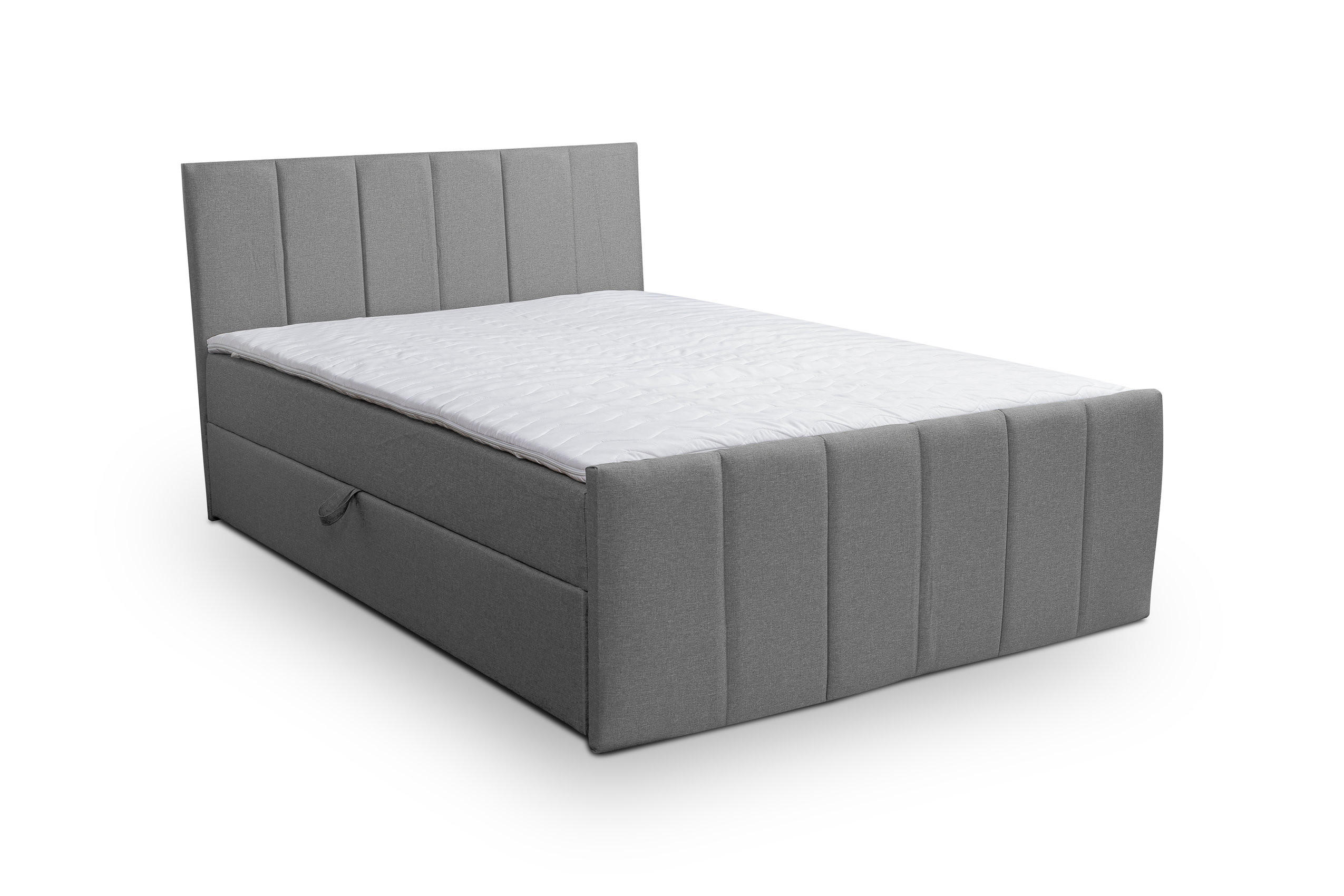 BOXBETT CLAUDINE mit 2 Bettkästen, 180x200, Farbe: Grau, Velourstoff, mit Bonell-Matratze inkl. Topper - Grau, Holz/Kunststoff (180/200cm) - VENASI MÖBEL