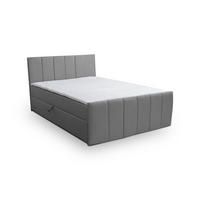 BOXBETT CLAUDINE mit 2 Bettkästen, 180x200, Farbe: Grau, Velourstoff, mit Bonell-Matratze inkl. Topper - Grau, Holz/Kunststoff (180/200cm) - VENASI MÖBEL