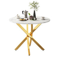 ESSTISCH Rund 80x80x75cm Marmoroptik Gold Weiß - Goldfarben/Weiß, Holzwerkstoff (80/80/75cm) - FLIEKS