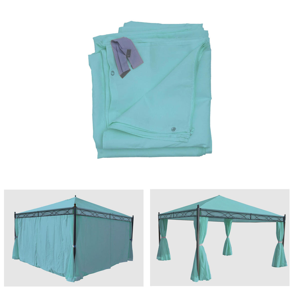 SEITENWAND PERGOLA CALPE Türkis - Türkis, Textil (383/205/1cm) - MCW