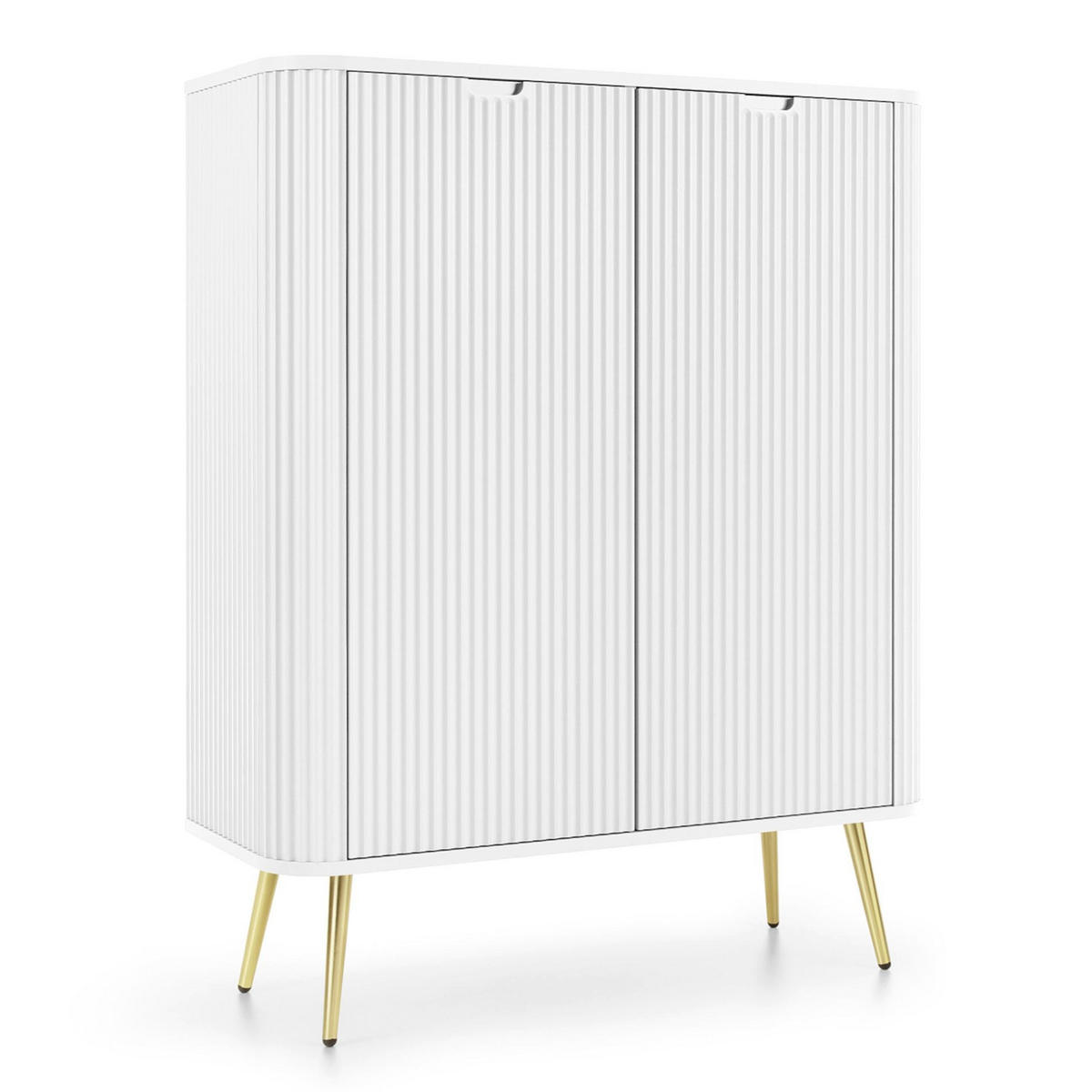 HIGHBOARD Zova bílá 103 cm - bílá/zlatá, kov/kompozitní dřevo (103/129/39cm) - Selsey