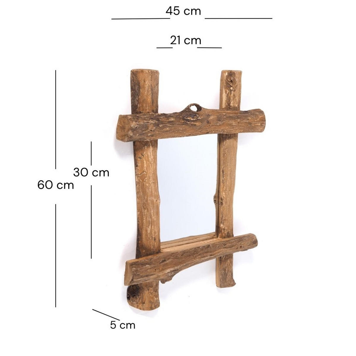 WANDSPIEGEL VINTAGE TEAK Treibholz, 45x60 cm naturfarben - Naturfarben, Holz (45/60/5cm) - DESIGN DELIGHTS