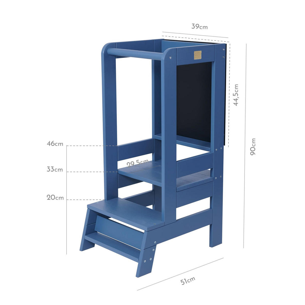 LERNTURM mit Tafel für Kinder, Natur Holz, Blau - Blau, Holz (39/90/90cm) - MeowBaby