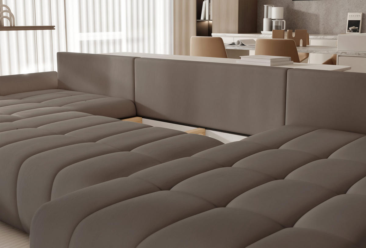 WOHNLANDSCHAFT DIEGO mit Schlaffunktion und Bettkasten Dunkelgrau - Dunkelgrau, Holzwerkstoff/Kunststoff (382/91/190cm) - Idohome