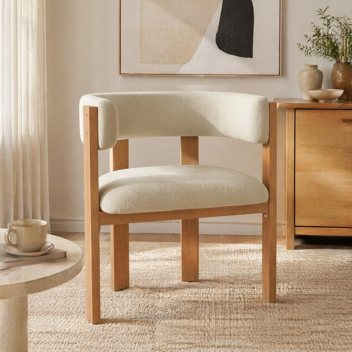 WOHNZIMMER STÜHLE mit Polsterung 2tlg Esszimmerstuhl Eisenbeine - Beige/Naturfarben, Textil (54.5/72.5/44cm) - EVRYAE