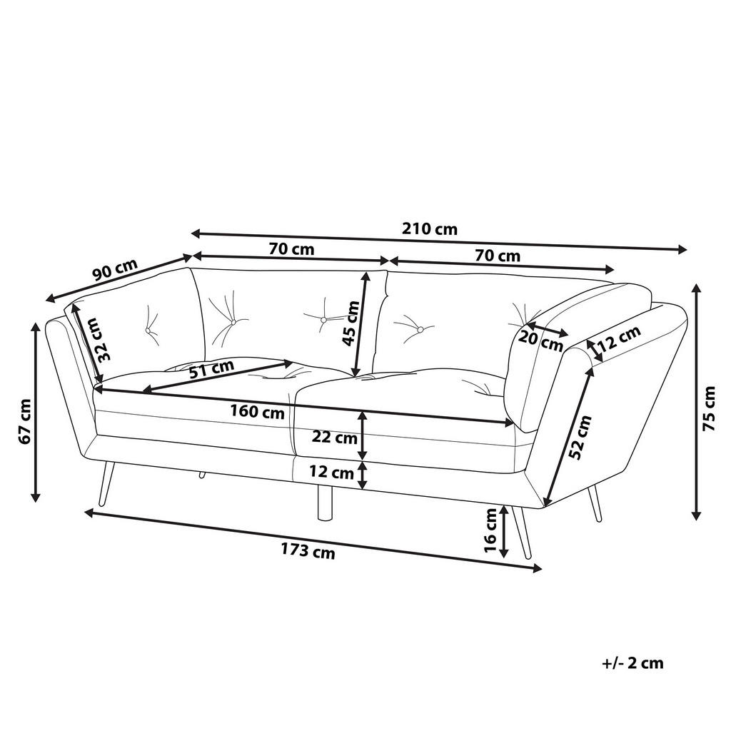 Thumbnail - Beliani 3-Sitzer-Sofa, Hellblau, Textil, 210x75x90 cm, Wohnzimmer, Sofas & Couches, Sofas, 3-Sitzer Sofas